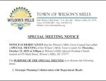 Letter on town letterhead announcing special meeting