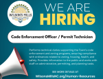 We are hiring graphic with bullhorn and information about the open position.