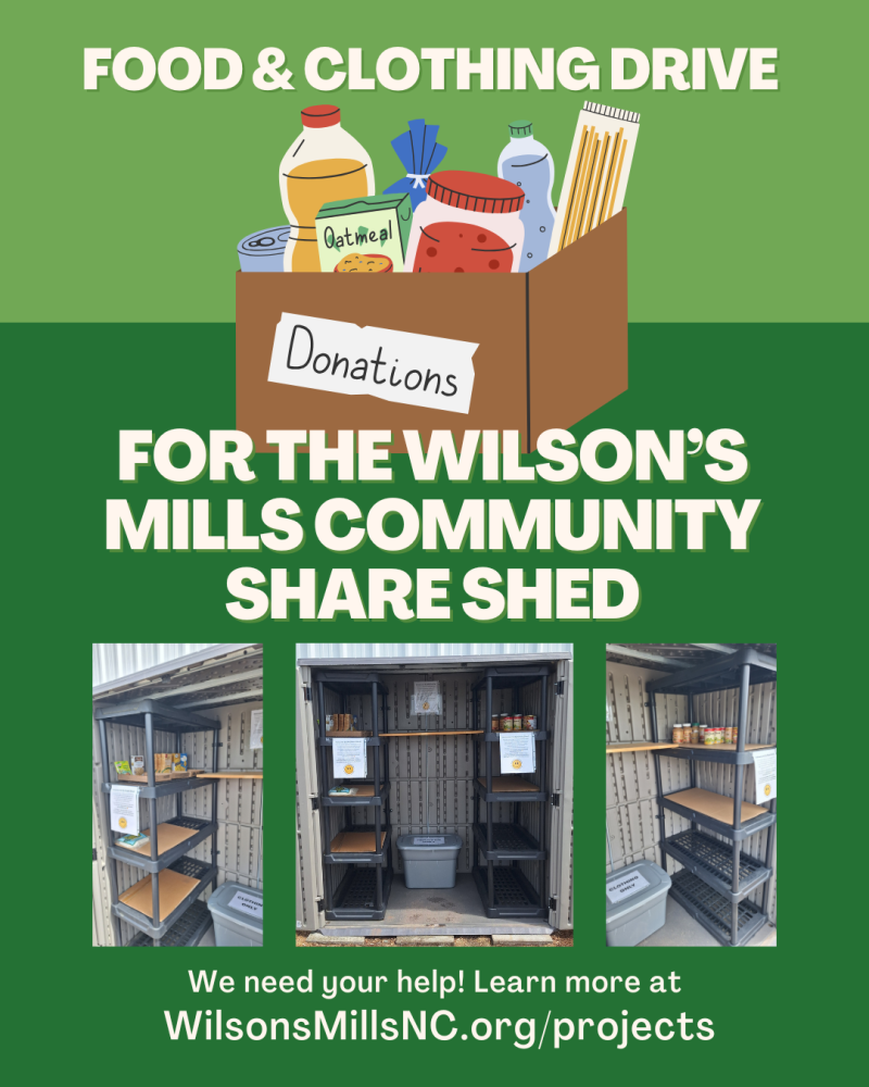 Flyer for Community Share Shed food and clothing drive