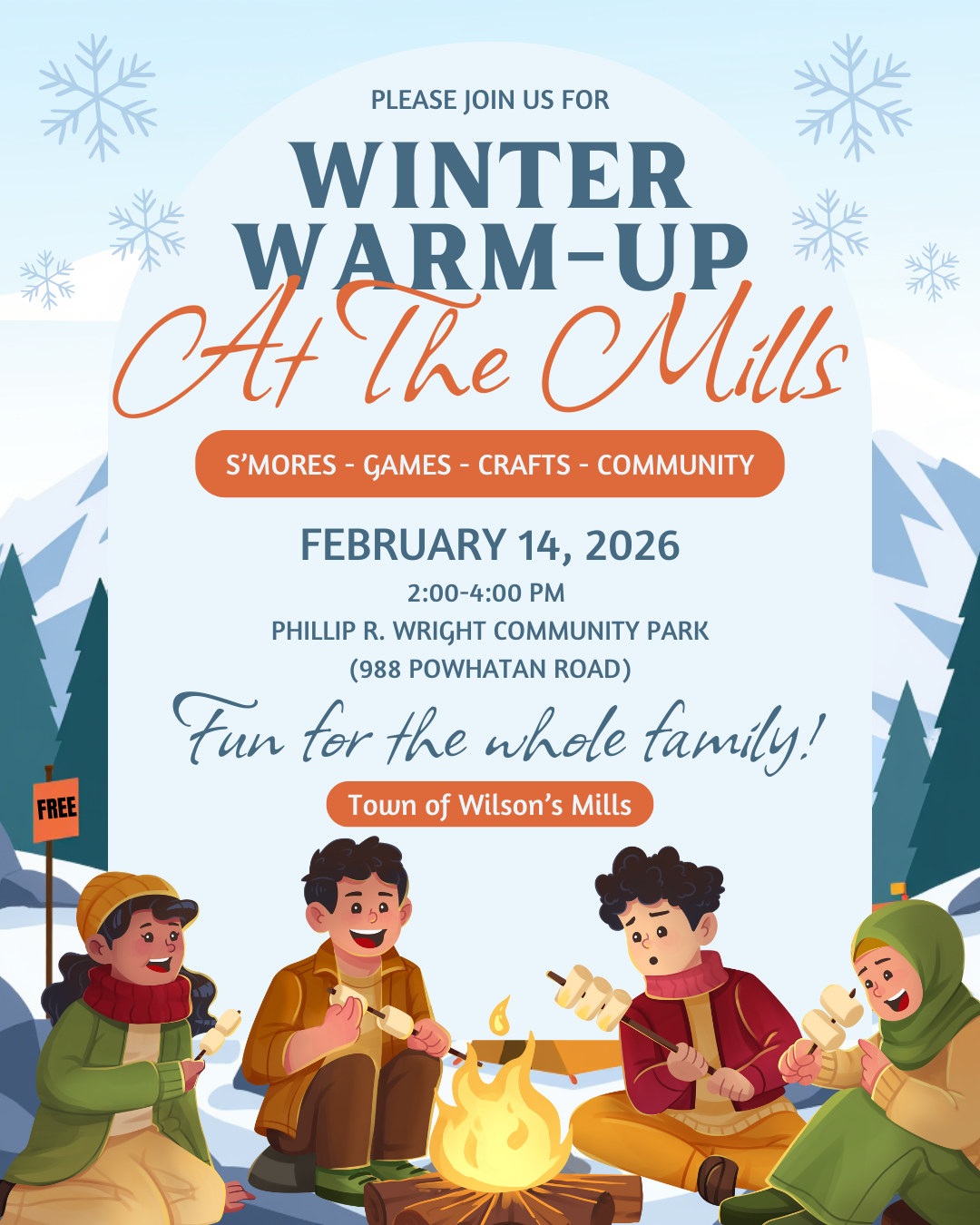 Cartoon of young people sitting around campfire roasting marshmallows