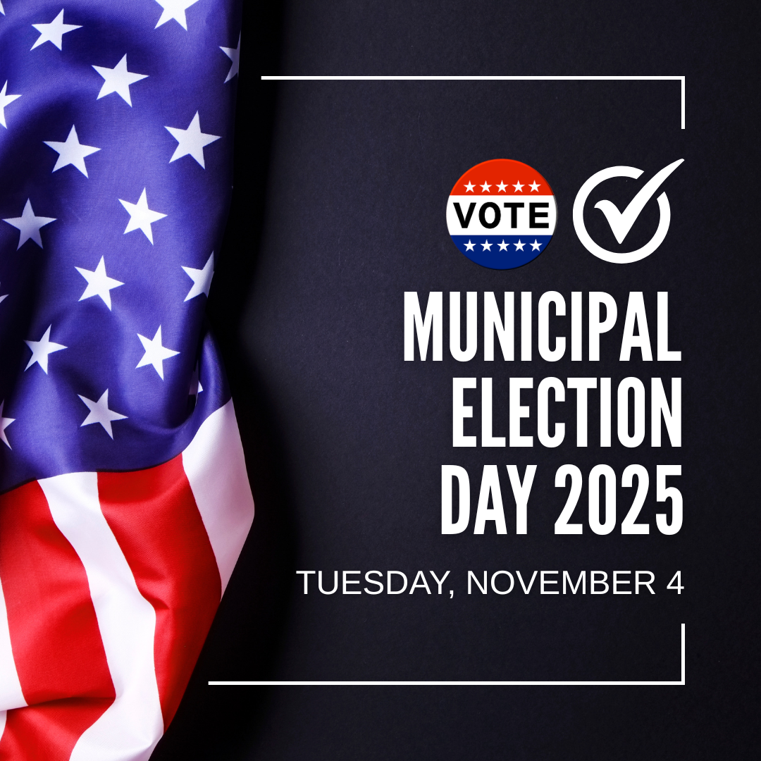 American flag with vote button and checkmark