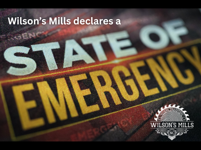 Large lettering showing state of emergency